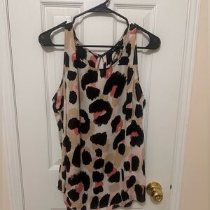 DKNY Leopard Print Sleeveless Blouse-size xl